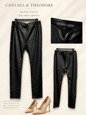 Chelsea & Theodore Black Faux Leather Skinny Legging Pants M L XL NWT